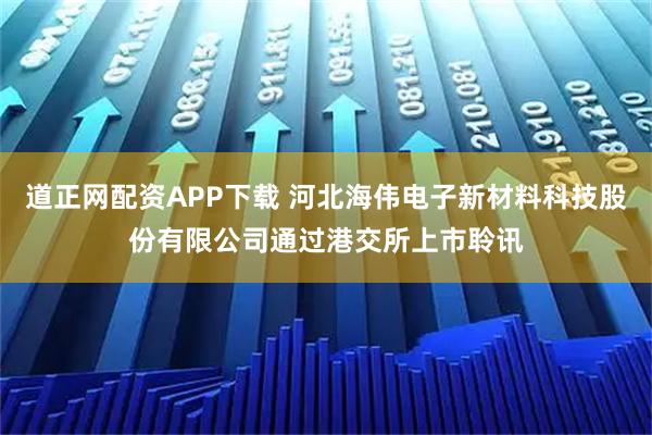 道正网配资APP下载 河北海伟电子新材料科技股份有限公司通过港交所上市聆讯