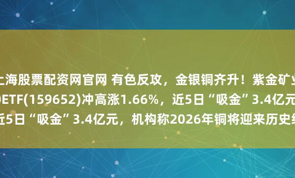 上海股票配资网官网 有色反攻，金银铜齐升！紫金矿业涨超2%，有色50ETF(159652)冲高涨1.66%，近5日“吸金”3.4亿元，机构称2026年铜将迎来历史级别上涨